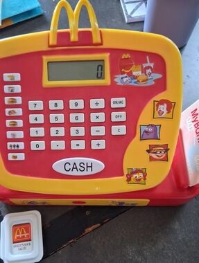 Vintage 2004 McDonald's Red & Yellow Toy Cash Register Playset